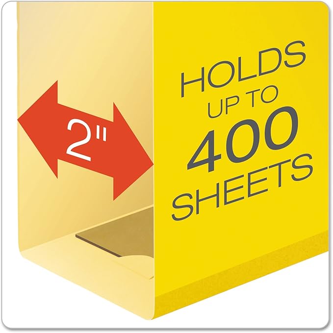 Pendaflex Extra Capacity Reinforced Hanging Folders, 2", Letter Size, Yellow, 1/5 Cut, 25/BX (04152x2 YEL)