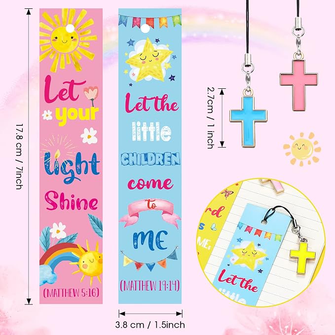 Zonon 18 Pcs Christian Bookmarks for Kids Bible Verses Religious Gift Scripture Inspirational Quotes Bookmarks Page Markers Supplies Sunday School Gifts Church Supplies for Teacher
