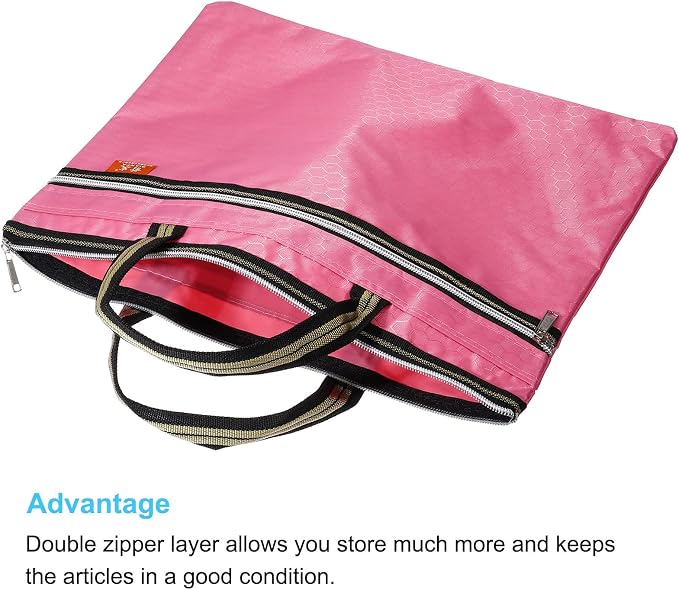 PATIKIL Waterproof Zipper File Bag, Documents Books Tools Storage Zip Pouch for Office Travel, Pink