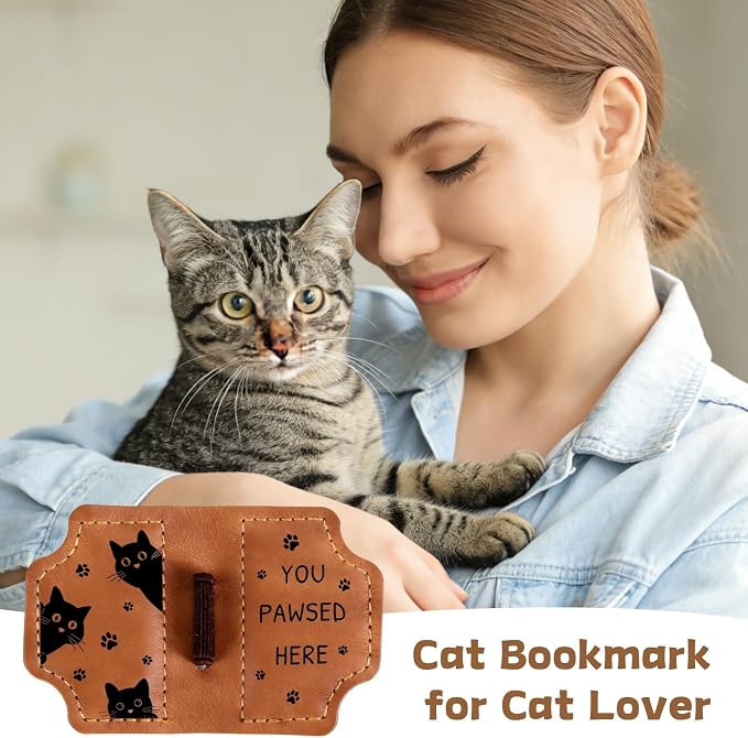 Cat Dad Fathers Day Gifts - Leather Bookmarks Cat Gifts for Men Women, Cute Bookmarks for Cat Lovers, Christmas Funny GIF ts for Book Lovers, Cat GIF ts for Cat Lovers, Bookish Reading Accessories