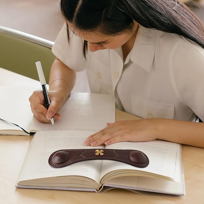 Book Weight Holder Wooden Thumb Book Page Open Weighted Bookmark Corner Reading Accessories Office Desk Decor Executive Gift for Writer Reader (Page Holder+Thumb Page Holder-Coffee)