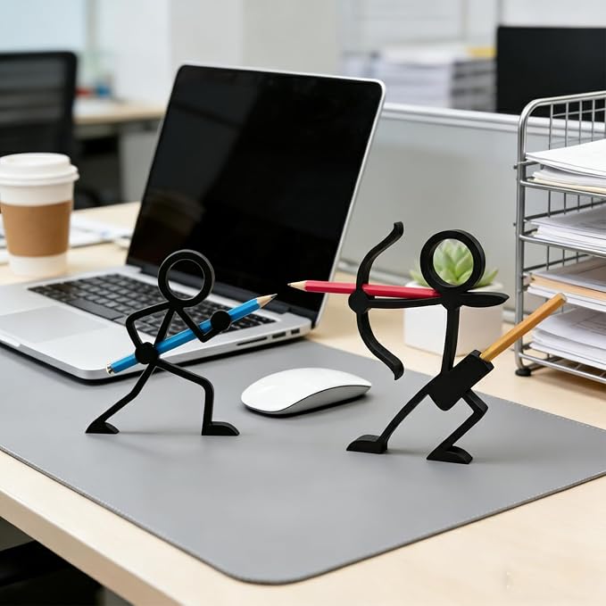 3D Printed Humanoid Pose Pencil Holder, Creative Pencil Stand Desk Organizer, Fun Cute Office Decor for Home School (Infantry)