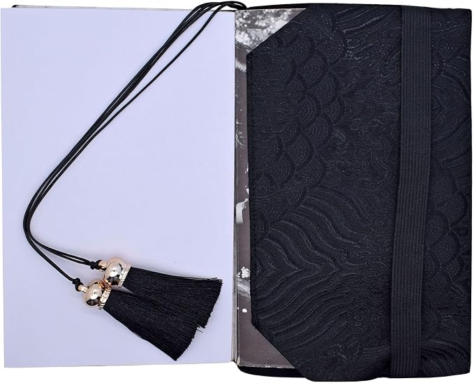BLBMH A5 Journal Cover | Non-Stretch Fabric Notebook Sleeve with Bookmark, Handmade 5.5x8.3 Washable Privacy Protector for Paperback Bible, Gift for Women - Chinese Black