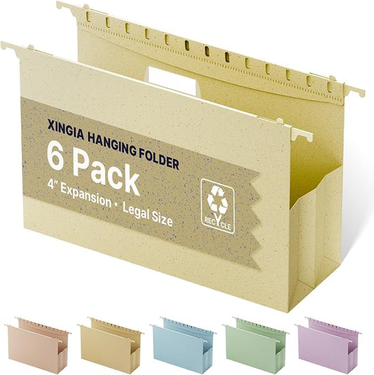 XINGIA Hanging File Folders Legal Size, 4 Inch File Folders for Filing Cabinet, Reinforced File Folders Hanging with 1/5 Cut Adjustable Tabs,Hanging File Folder Organier for Bulky Files,Medical Charts
