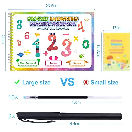 Magic Grooved Writing Practice Books, Grooved Handwriting Practice for Kids 3+, Preschool Learning Activities (6 Books with Pens)