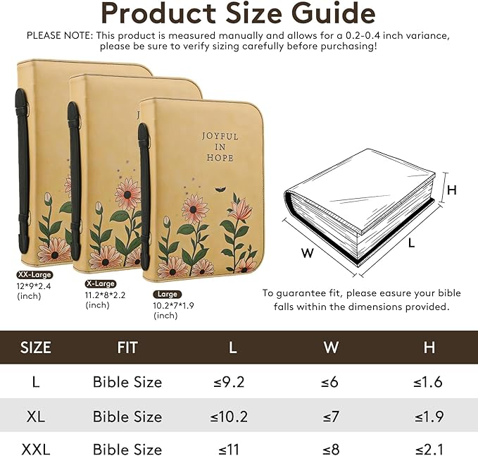 Bible Cover for Woman, Bible Carrying Book Case, Protective Bible Organizer Holder Bag with Handle and Zippered Pocket, Christian Gift for Lady Girls (Sunflower Floral, XL)