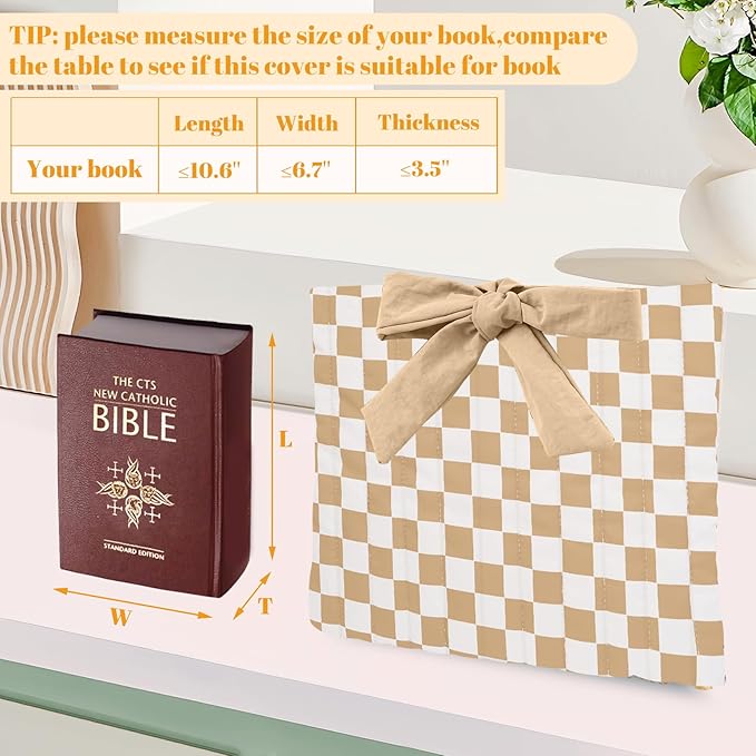 Bible Cover Case for Women,Large Bible Tote Bags for Women Organizer Quilted Bible Carrying Case(new) (Yellow Grid)