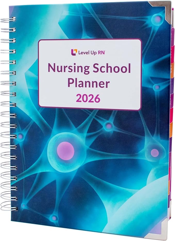 Nursing School Study Planner - Nursing Student Gifts - Spring 26/Fall 26 Calendar Year - Dates Start January 1st 2026 through January 31st 2027