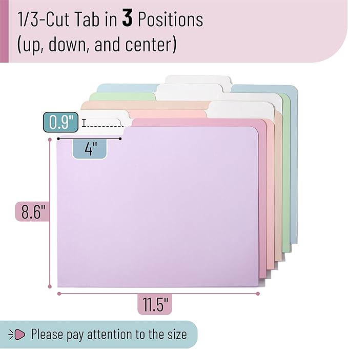 Mr. Pen- Poly File Folders with Tabs, 1/3 Cut Tab, 36 Pack, Letter Size, Morandi Colors, Plastic File Folders Letter Size (8.5 x 11 inches) for Office, School, Business, Documents Files Paper