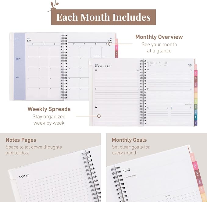 Rileys Academic Planner 2025-2026, Daily, Weekly & Monthly Planner, July 2025 - June 2026, Student Notes Pages, Twin-Wire Binding, Weekly Agenda for School & Work (8 x 6-Inches, Blue)