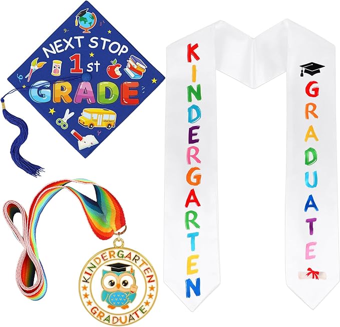 Kindergarten Graduation Cap Stole Medal Set, 2026 Preschool Kindergarten Graduation Gifts Party Supply for Boys Girls