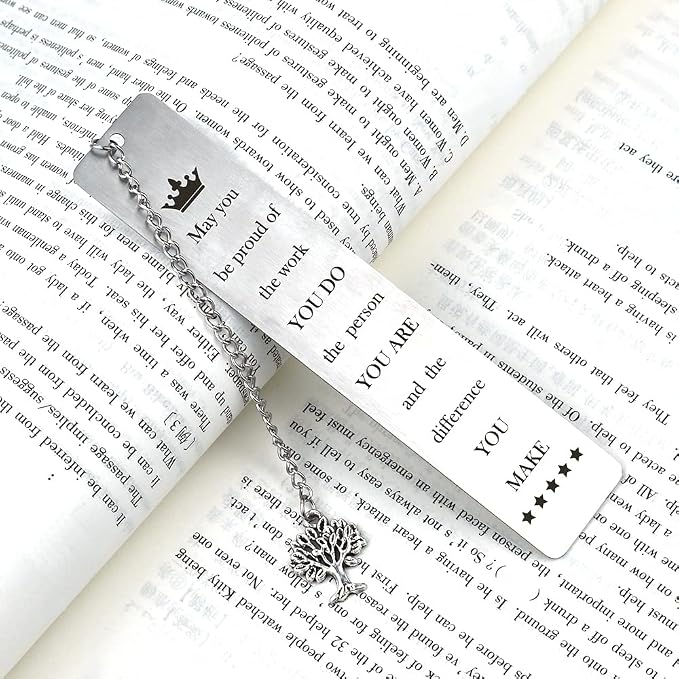Quimoy Bookmark,Cute Metal Bookmarks for Women with Chain,Book Marks for Book Lovers Teachers Students Summer Back to School New Year Retirement Birthday Gifts Christmas Stocking Stuffers