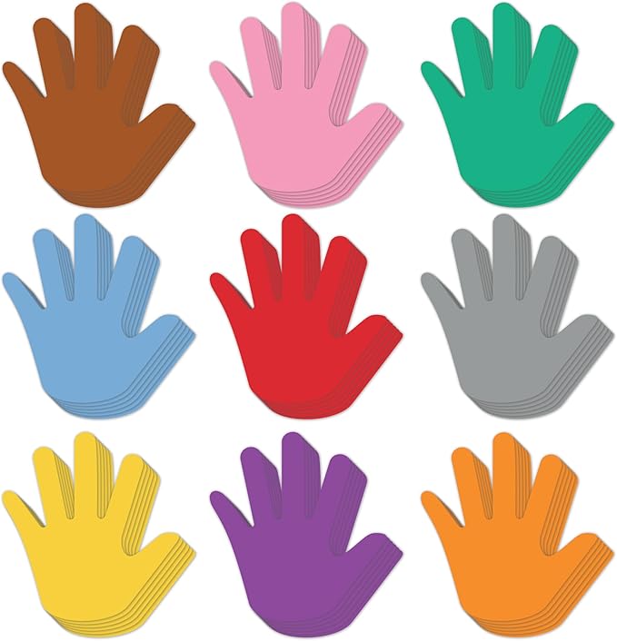 Paper Hand Cutouts 108pcs | Cut Out Shapes for Bulletin Board, Classroom, Decorations, Crafts
