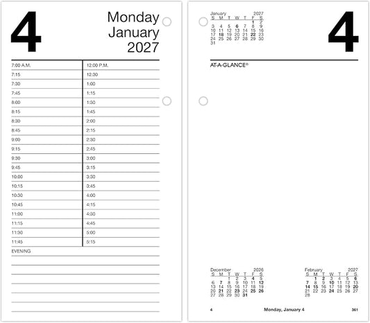 AT-A-GLANCE 2027 Desk Calendar Refill for E2100 Base, Daily Desk Pad Refill, 4.5" x 8", Standard, Loose-Leaf (E2105027)