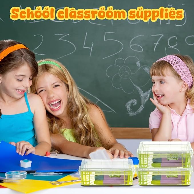 Suzile 25 Pcs Plastic Crayon Boxes with Snap Lids Crayon Storage Organizer Stackable Container Bulk Pencil Case for Pen Crafts Classroom Supplies(Green)