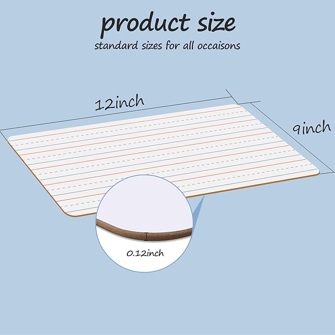 JUSTPAT 32 Pack Dry Erase Boards, 9"x12" Double Sided Small Whiteboards with Lines for Kids, Education Teacher Classroom Bulk, Mini Portable Drawing Writing White Boards Lined Lapboards for Students