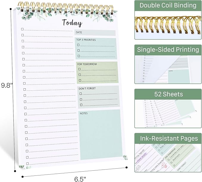 To Do List Notepad - To Do List Notebook for Work with 52 Sheets, Undated Daily Planner Perfect for Enhanced Productivity and Goal Achievement - Serene