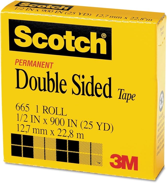 Scotch 3M 66512900 Double-Sided Tape, 1/2-Inch x 900-Inch, 1-Inch Core, Clear, 1/Roll