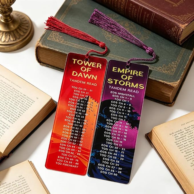 2PCS Throne Themes Acrylic Bookmark with Tassel Fantasy Bookmark for Female Readers Novel Lovers Unique Gift for Book Fans (2pcs Acotar B)