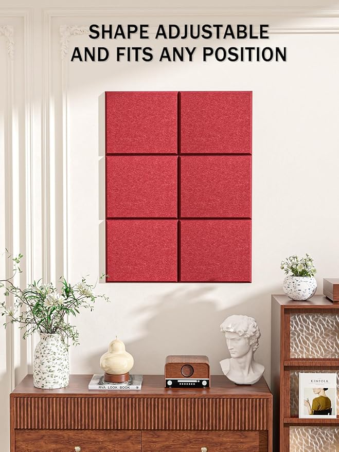 Hsurbtra Cork Board for Wall 24 x 18 Inch, 6 Pack Felt Bulletin Notice Board with Pushpins for Office Home School Farmhouse Wall Decor, Red