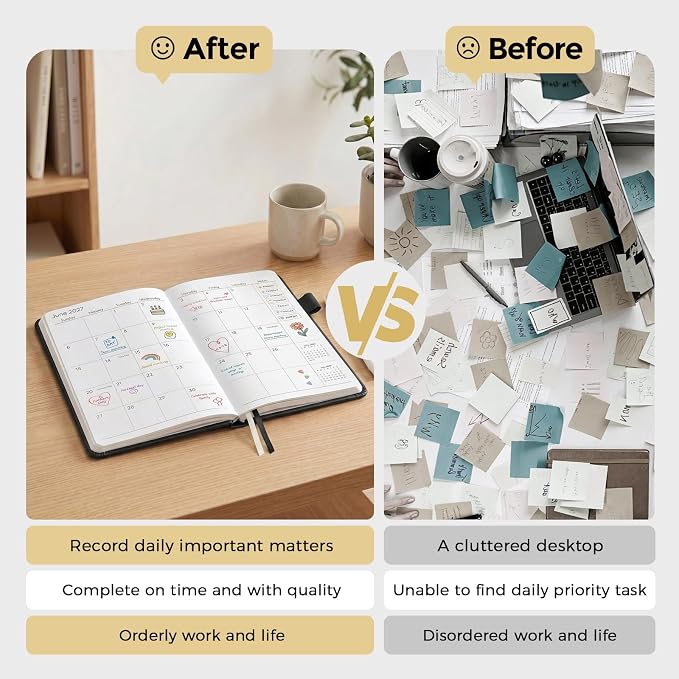 KONVINIT Pocket Calendar 2026-2028, 24-Month Pocket Calendar 2027 Planner Runs from July.2026 Until June.2028, Black PU Monthly Planner with Inner Pocket, Pen Loop, Elastic Closure for School & Office Supplies, 3.54”×6.69”