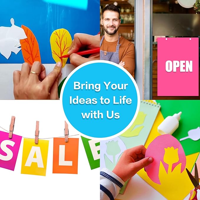 24 Sheets Neon Poster Board 11 x 14 Inches,10 Pt. Thickness Fluorescent Colored Poster Board,Double Sided Pink Green Orange Yellow,for Crafts, Signs, School Projects, Party Decorations(11 x 14 Inches)