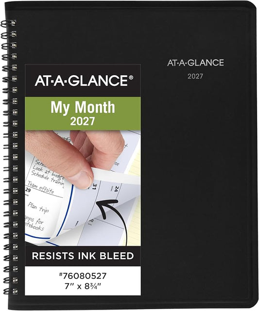 AT-A-GLANCE 2027 Planner, Monthly, 7" x 8.75", QuickNotes, Black (76080527)