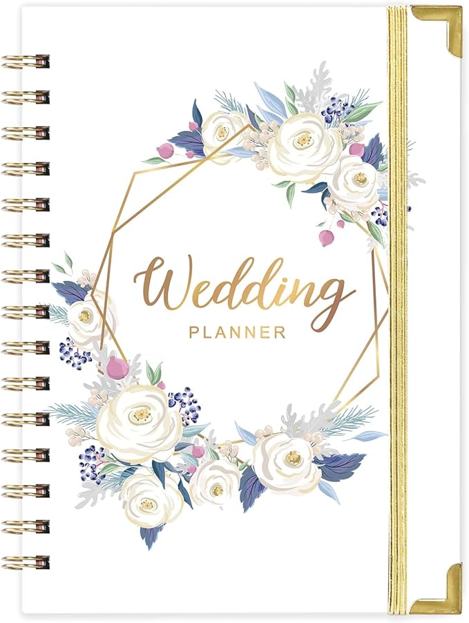 Wedding Planner - Wedding Planner Book and Organizer for The Bride with 5 Tabbed Sections, 6.5" x 8.75", Hardcover with Metal Corner + 5 Inner Pocket + Notes Pages - Purple