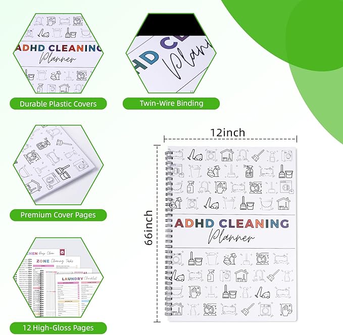 ADHD Cleaning Planner for Adults – Undated Daily, Weekly & Monthly Cleaning Schedule & Checklist – Household Chores Organizer Notebook for Home Management, Routine Tracking & Family Cleaning Tasks
