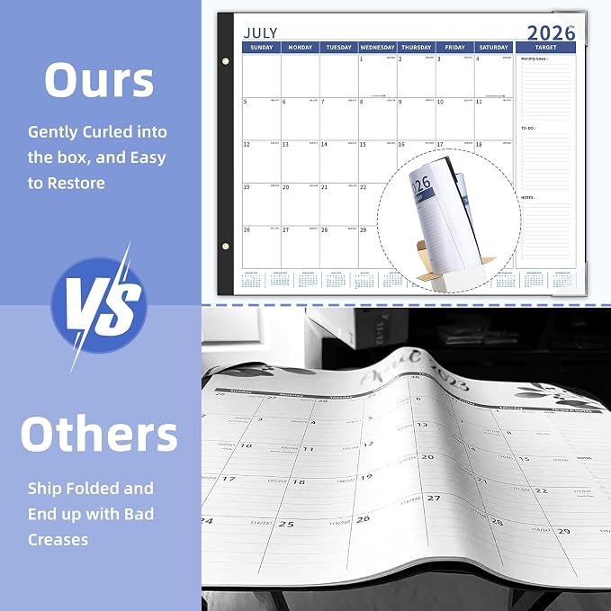 Ospelelf Bule Calendar 2026-2027 Large 22'' x 17'' Monthly Calendar Planner, 18 Month Deskpad Calendar for Seniors, Office, Family, Use July 2026 - Dec 2027