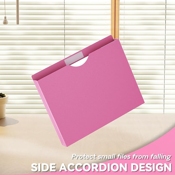 Plastic Expanding File Jacket Letter Size,1 Inch Reinforced Expandable Sides Manila Folders,8.5x11 Job Folders File Jackets,12 Pack Colored Project File Pockets with Straight-Cut Tabs
