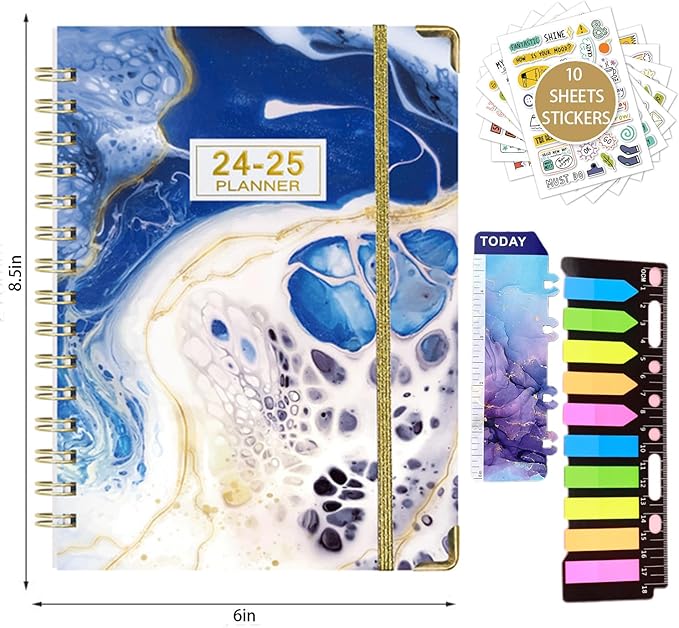 Monthly Schedule for 2024-2025, Daily Schedule with Labels for July 2024-2024 to June 2025, Weekly/Monthly Schedule for 2024-2025, Schedule with Notes and Stickers,8.5" x 6.2" (Style-3)