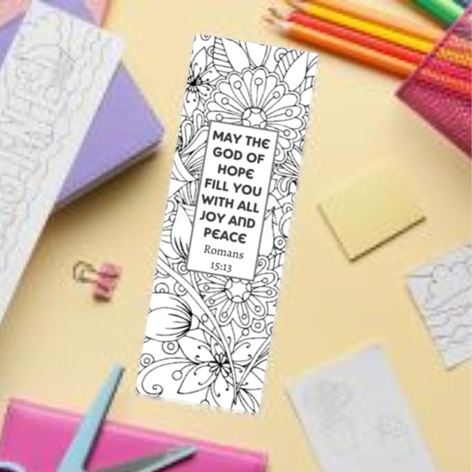 100 Premium Christian Coloring Bookmarks, Uncoated, Made iin USA, Bible Verse Bulk Pack for Women’s Ministry