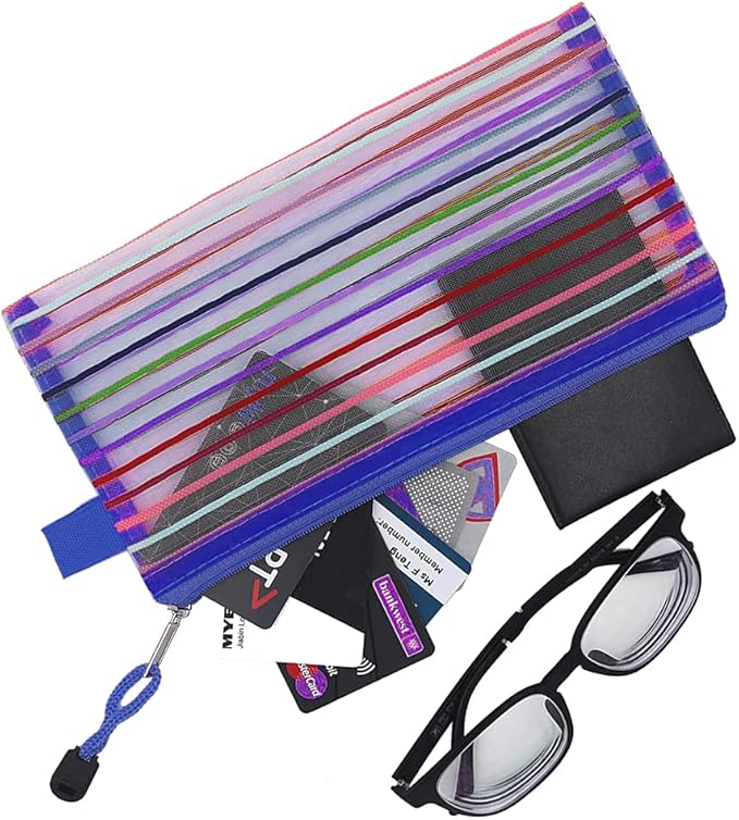 Muka 24PCS Rainbow Striped Zipper Pouch, Storage Bags for Organizer, Travel and Office-Yellow-A6