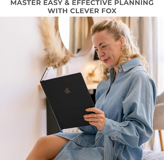Clever Fox Planner PRO Premium Jan 2026-Jan 2027 – Luxurious Weekly, Monthly & Budget Agenda Organizer for Productivity & Reaching Goals, A4 Hardcover + Keepsake Box – Black
