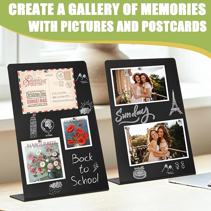 Magnetic Display Board - Desktop Metal Memo Board for Notes & Photos, 11x9.8 Inch Small Black Magnetic Bulletin Board, Includes Clips for Office, Room Decor (9.8 * 13.7inch, Count, 1)