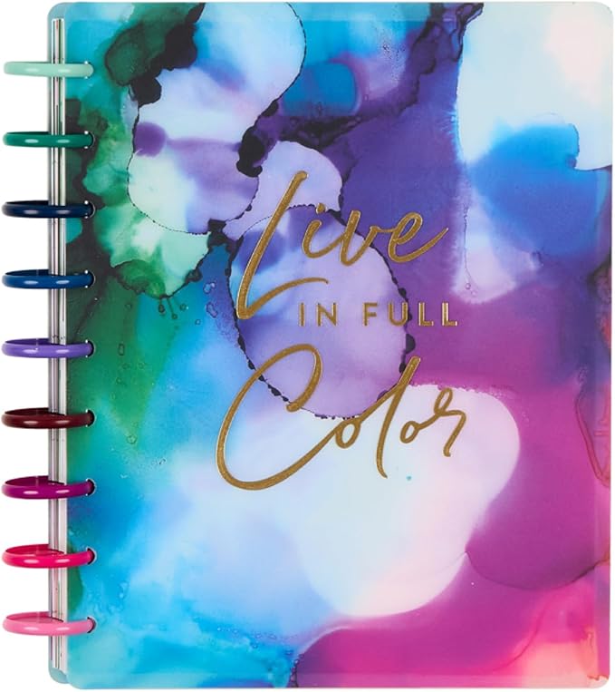 Happy Planner Disc-Bound Planner July 2026–June 2027, Includes 3 Extra Months and 2 Sticker Sheets, Classic Size, 7" x 9.25", Horizontal Layout, Live in Color