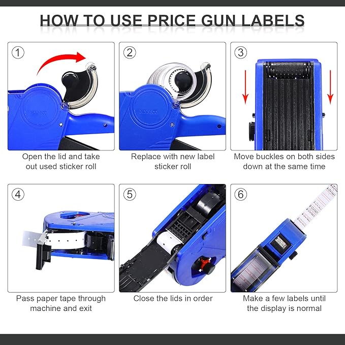 16012 Pieces Price Gun with Labels for Retail 40 Rolls Pricing Gun Stickers 12 Pieces Ink Refill Rollers fit MX5500 Single Line Price Making Machine for Office, Yard, Grocery Organization Marking