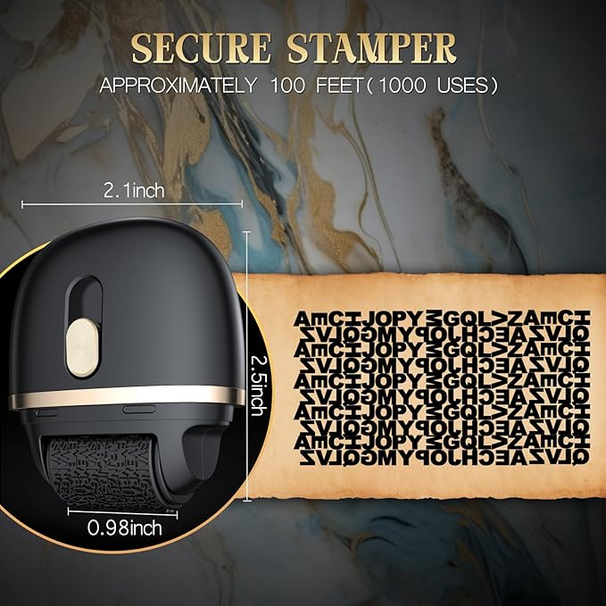 Lomil Refillable Identity Theft Protection Roller Stamp, Address Blocker Roller Stamp for Bank Statements Bill, Privacy & Security Stamp for Mail (Black, 1 Pack)