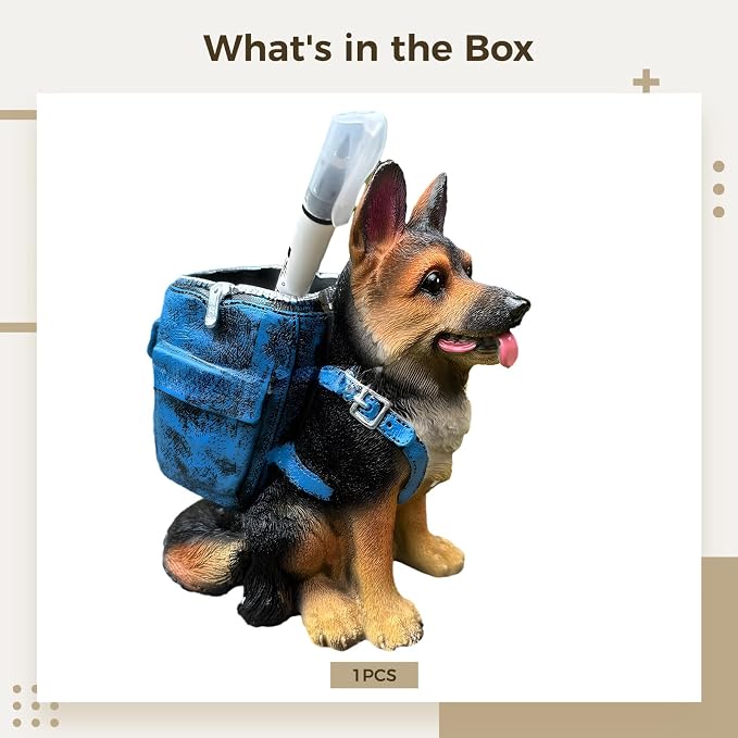 Dog Pen Holder, German Shepherd Pen Holder, Unique Desk Storage Container, Creative, Ideal for Office and Home pen storage