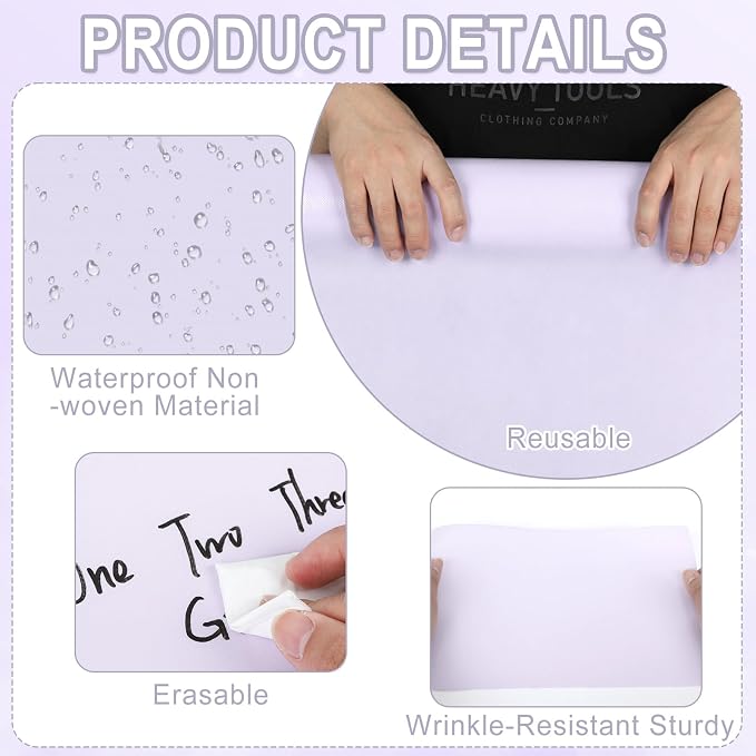 Purple Lavender Bulletin Board Roll Reusable Waterproof Erasable Pastel Purple Non-Woven Fabric Bulletin Board Roll Background Poster for Home School Classroom Decor Wrapping DIY Crafts 15.7" x 20ft