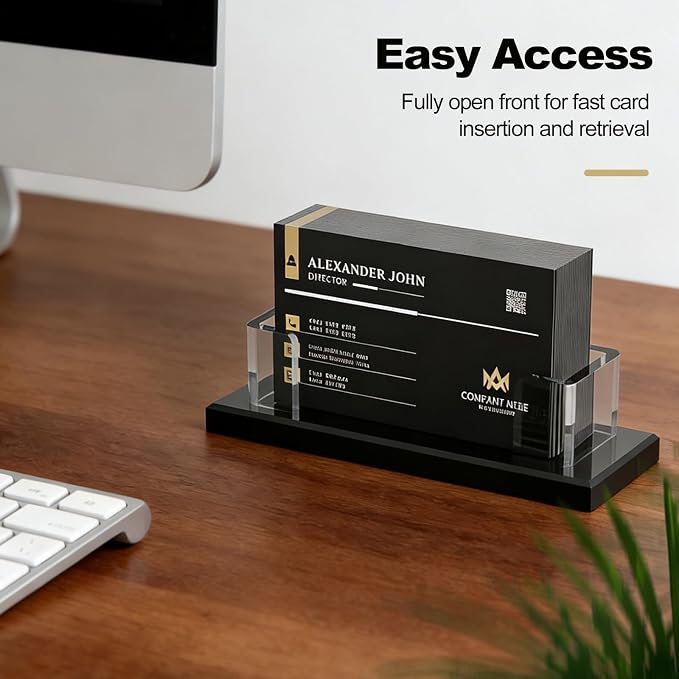Acrylic Business Card Holder, Clear Card Display Stand for Desk, Business Card Organizer for Office Home Exhibition 1 Pack(Black)
