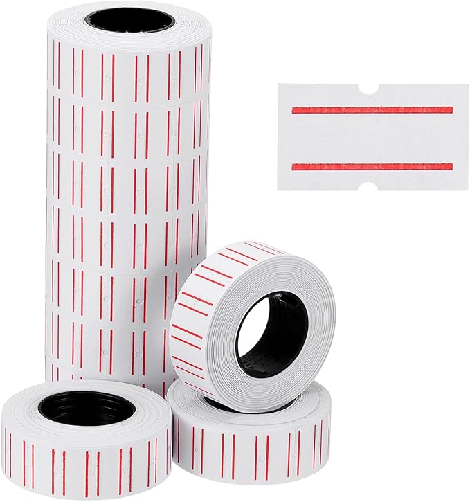 PATIKIL Pricing Labels, 10 Rolls 8000 Price Price Gun Labels Self-Adhesive Rectangular Puzzle Shape Marker Tag Stickers for Date Gun, White-Red