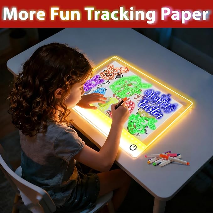 Rechargeable LED Drawing Board for Kids Dry Erase Board,16 inch Drawing Tablet, 7 Color Lights Up Acrylic DIY Custom Neon Sign for Mother's Day, Birthday Gift for Girls Teen 3-12 Year Old