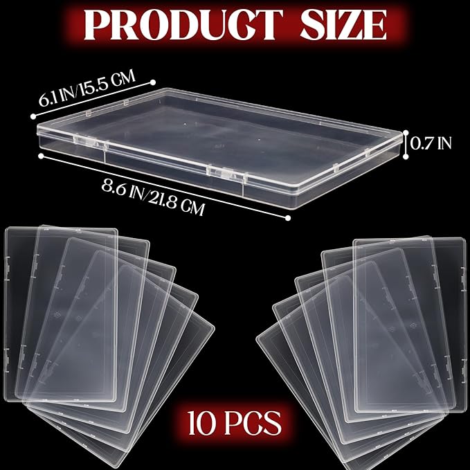 Nsmykhg A5 Clear Project Case 10 Pack, Scrapbook Paper & Photo Storage Box, Plastic File Organizer, Document Case & Magazine Protectors, A5 Stamp & sticker Storage Box, 8.6x6.1x0.7 Inches