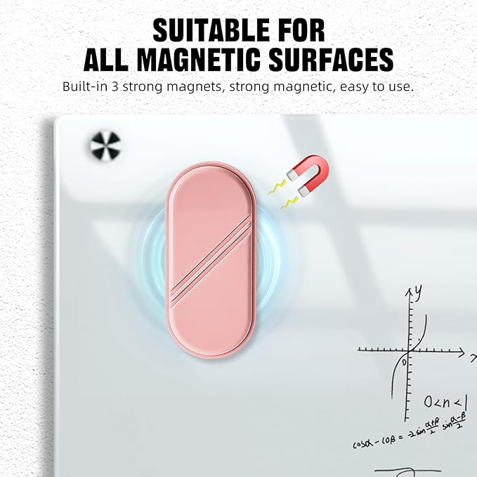 Dry Erase Eraser, Detachable Magnetic White Board Erasers - 4 Pack,Glass Board Glass Whiteboard Eraser for Office and School Supplies (Pink)
