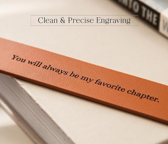 Engraved Leather Bookmark in Terracotta - You Will Always Be My Favorite Chapter, Genuine Leather Traditional Relationship Gift for 3rd Year Wedding Anniversary for Him & Her, Sentimental Keepsake