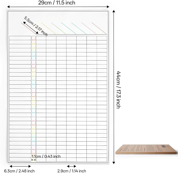 Non-Magnetic Multifunctional Dry-Erase to-Do List Whiteboard 17.3×11.5 Inches - Reusable Chore List, Habit Tracker, Goal Task Planner, Daily/Weekly/Monthly Planner, Adheres to Most Smooth Surfaces
