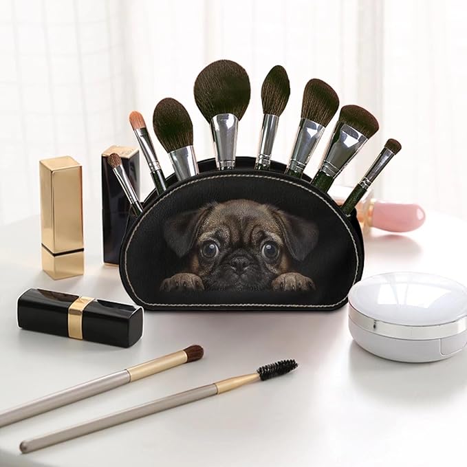 Forchrinse Pug Remote Control Holder with 5 Compartments-PU Leather Remote Caddy Desktop Organizer Storage for Remote Controllers,Office Supplies