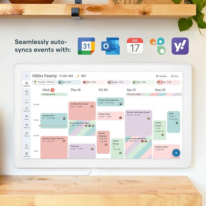 Skylight Calendar Max: 27-Inch Smart Digital Calendar & Chore Chart, Family Organizer with Interactive Touchscreen Display – Wall Mountable in Portrait or Landscape, Classic White Frame
